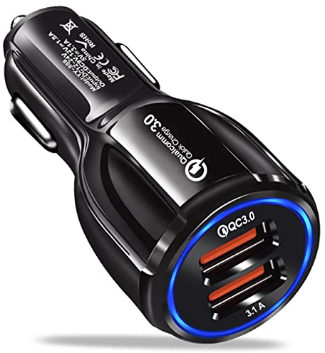 HORJOR Caricabatteria da Auto, Caricatore Accendisigari 2 Porte USB 3.0 Ricarica Veloce Compatibile con iPhone, Samsung Galaxy, Huawei, Xiaomi, Tablet