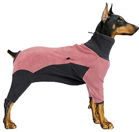 Hund Warm Hundepullover, Elastizität Weichheit Komfort und Wärme, Fleece gefüttert Hunde Bekleidung für Winter Herbst,Rosa grau,XL