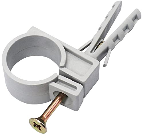 Marcopol Graue Rohrschellen, 30 Stück, 25-27mm, Kunststoff, für Rohre, Wasserleitungen, Kabelrohre, Sanitärrohre, Gasrohre, mit passenden Schrauben, Wand, Boden, Decke