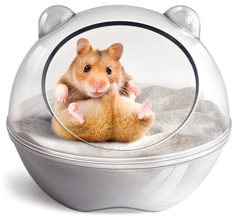 TieLishor Hamster Bathtub,Hamster Bathroom,Sand Bath Container,Hamster Toilet and Sandbox Dust Bathtub,Hamster Bed,Sand Bath Box for Hamster Cage Accessories (S 4.4x4.4x3.5 inch)