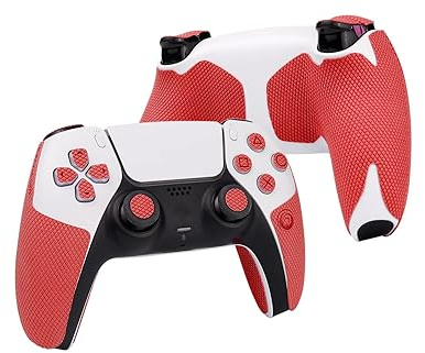 TALONGAMES Controller-Griffe kompatibel mit PlayStation 5 DualSense Controllern, rutschfest, schweißabsorbierend, strukturiertes Haut-Set, für Griffgriffe, Tasten, Trigger, D-Pad (Pro Version - Rot)