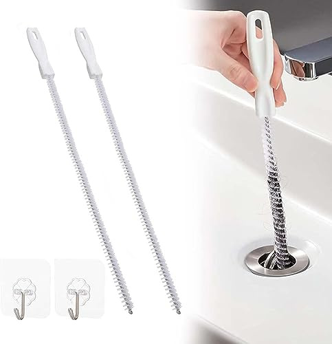 Stura Lavandini e Scarichi, 45 cm Scarico Lavandino Bagno Ventosa Sturalavandini, 2 Pezzi Scarico Lavandino Cucina Spazzole Per Pulire, Strumento di Pulizia Flessibile Per Sbloccare lo Scarico