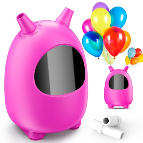 Elektrische Ballonpumpe, tragbar, mit doppelter elektrischer Düse, Ballonpumpe für Partydekoration, 110 V-120 V, 600 W (rot)