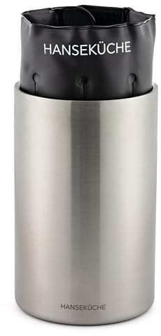 Hanseküche Enfriador de vino: acero inoxidable de doble pared grande con refrigeración activa y manguitos de enfriamiento – Enfriador de botellas para vino, enfriador de champán, enfriador de bebidas,