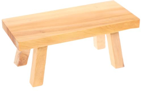 PRETYZOOM Creative Wooden Stool Display Stand Small Desktop Ornament Handcrafted Cliff Cypress Sculpture for Home Office Cafe Decoration