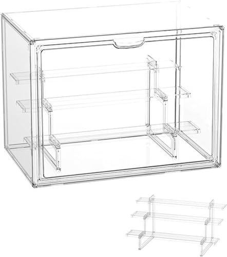 Acryl Vitrine Klarsicht Aufbewahrungsbox Countertop Würfel für Sammlerstücke, Action-Figuren, Miniaturfiguren Staubdichter Schutz Aufbewahren & Selbstmontage mit 3 Schicht (36×27×23cm)