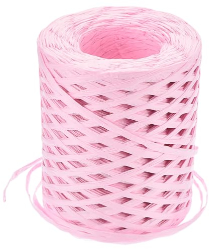 sourcing map Raffia Paper Craft Ribbon, 1/4 Inch 218 Yards Raffia Twine String Packing Paper Twine for Christmas Wrapping DIY Craft, Pink