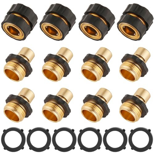BILAL 12 Piece Quick Connect Hose Fittings for Garden Hose Quick Connector with Gasket, 3/4 Inch GHT Male and Female Attachment Quick Release Water Hose Adapter