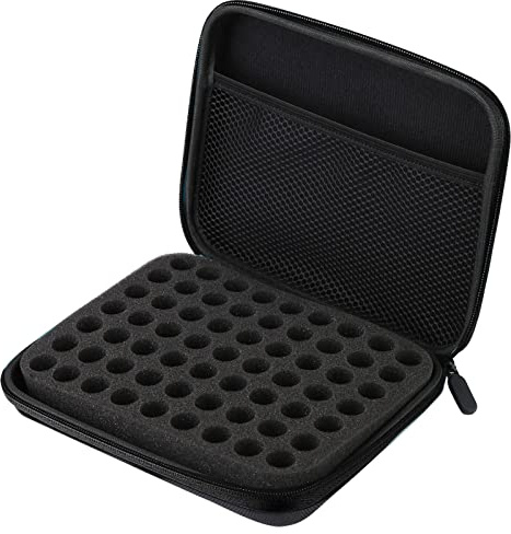 Resväska för eteriska oljor, eterisk oljeförvaring, bärväska för eteriska oljor – rymmer 63 flaskor (1 ml-3 ml, passar också för nagellack), förvaringsväska för eterisk olja, Svart