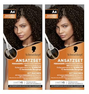 Schwarzkopf Ansatzset A4 Dunkelbraun Stufe 3 (2x 45 ml), dauerhafte Haarfarbe zum Haaransatz kaschieren in nur 10 Minuten, Ansatzfarbe für harmonische Übergänge