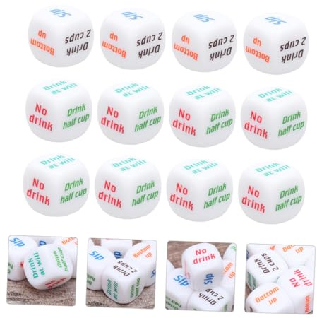 HEMOTON Trinkwürfel 12 Stück aus Acryl für Spielabende und Trinkspiele | Weiße Würfel, Handpoliert und Tragbar, für Tischspiele, Riegel und Ktv, Kreative Unterhaltung Zufällige Farbe