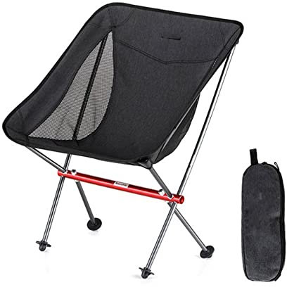 Snowflyk Camping-Klappstühle, Campingstühle, Tisch, 0,7 kg, Ultraleicht, kompakt, tragbar, für den Außenbereich, zusammenklappbarer Strandstuhl, Fisch (schwarz A)