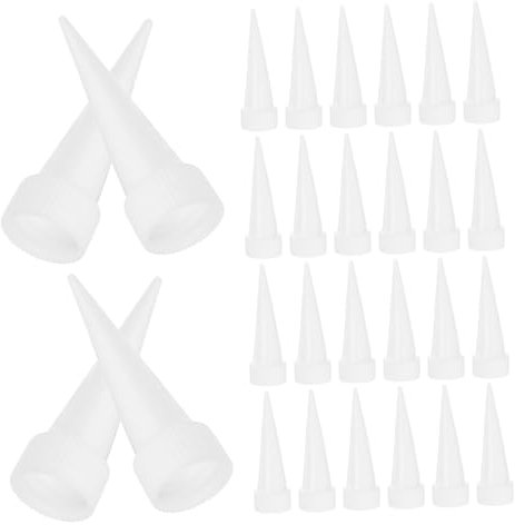 JEWEDECO 100 Embouts De Calfeutrage Blancs Miniatures, Pointe Fine Et Précise Pour Application De Colle, Buse En Plastique Solide, Adaptées Pour Travaux D'étanchéité Et Bricolage