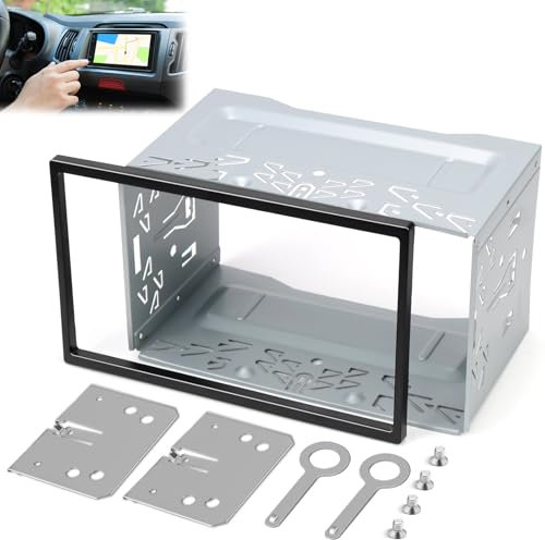 LPZMPZ Plancia Mascherina Autoradio 2 Din Universale in Metallo Telaio Stereo con Cornice Cruscotto Radio Kit di Montaggio Autoradio Compatibile con Vw Jetta Skoda Golf Passat Polo Peugeot