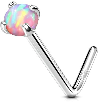 OUFER 20G Piercing Naso Opale Rosa Nose Piercing Argento 925 Nose Pin Piercing Nasale L Naso Nostril Donna Anello Naso 7 mm Piercing Corporeo Piercing Naso Anellino