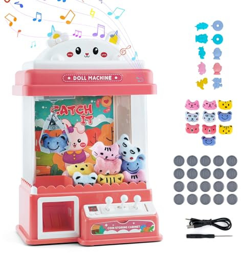 Mini Macchina per Afferrare Bambole di Caramelle Gachapon Grabber Macchina per Afferrare Caramelle con 20 Pulsanti E Braccio di Presa Giocattoli di Peluche Macchina per Artigli per Bambini