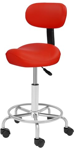 Zalydala Sattelhocker mit Rollen,Saddle Hocker mit Rückenlehne,Bürohocker Schminkhocker mit Rückenlehne,360° Drehbarer Hocker Höhenverstellbar,Drehbares Rad