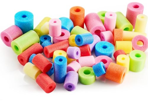 Frienda 50 Pcs Pool Noodles Bits Multicolor Craft Small Size Versatile Mixed Floating Pool Noodles Foam Rope Tube for Play or DIY Craft Multipurpose (Mixed Sizes,Pastel Colors)