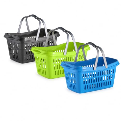 Wäschekorb mit Tragegriff 35 L Plastik Wäschesammler Korb Aufbewarungskorb Aufbewahrung Wäschebehälter Zufällige Farbauswahl 60 x 25 x 38 cm