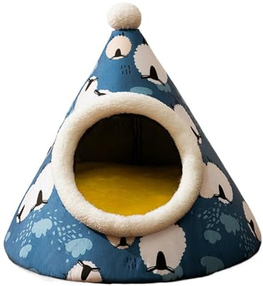 Lit pour chat couvert, lit triangulaire en peluche avec housse - Tente mignonne pour chien - Lit de nidification épais pour chat - Meubles - Grotte auto-chauffante pour chiot - Tapis pour chats et