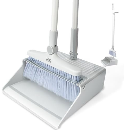 BUUROOHM Scopa domestica e set Duta con manico in legno 104 cm-127 cm, set da cucina per casa, cucina, stanza, ufficio, ingresso, pavimento, interni ed esterni, scopa Uright con Duta Comiatio