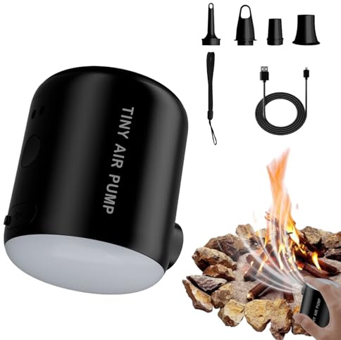 Pompa ad aria elettrica, gonfiatore per piscina, ricaricabile con luce, 2200 mAh, portatile, strumento di gonfiaggio per esterni, per campeggio, viaggi, piscina, patio, terrazze