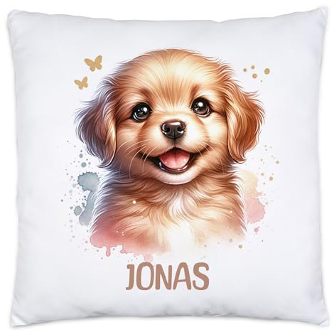 Kissen mit Waschbär für Kinder mit Namen Personalisiert | Kinderkissen mit Wunschname Kuschelkissen Waschbär-Motiv | Geschenk Mädchen Junge | Kinderzimmer Deko Dekokissen 40x40cm inkl. Füllung