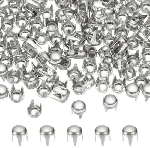PATIKIL 4 mm rund kupolnitar, 90 st metall 4 klor spikpunkt stud punk rock nit spikhuvud för gör-det-själv läderhantverk för dekor reparation kläder bälten väskor skor, silverton