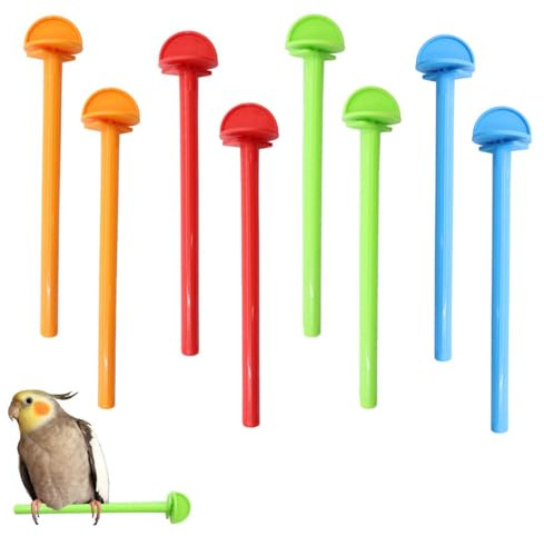 8 Stück Papageien-Sitzstangen, Kunststoff-Vogelkäfig-Sitzstange, Universal-Vogelsitzstangen, Kunststoff-Halter für Finken, Kanarienvögel, Wellensittiche, Sittiche, Nymphensittiche, Eckpfotenablage
