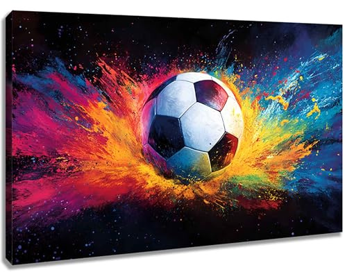 Kunstbruder© Leinwandbilder Einzigartige Kunst – Deko für Schlafzimmer & Wohnzimmer, Canvas Bilder - (Farben_Fußball, 30x40 cm)