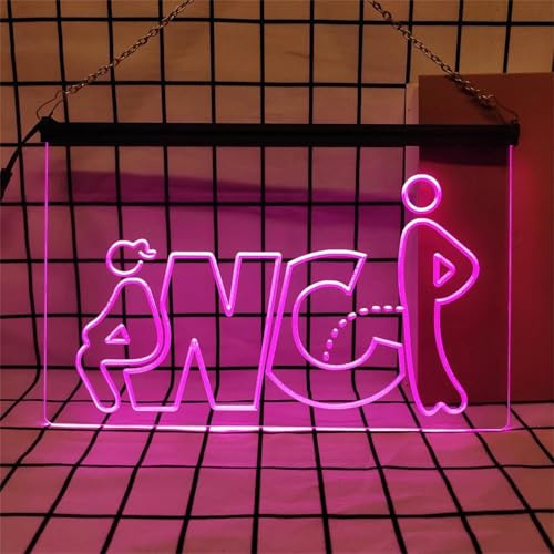 KEYQEEN WC Enseigne au néon pour Toilettes, lumières LED RGB à intensité Variable avec télécommande pour décoration Murale de Toilettes, Panneau Lumineux alimenté par USB,40x30cm