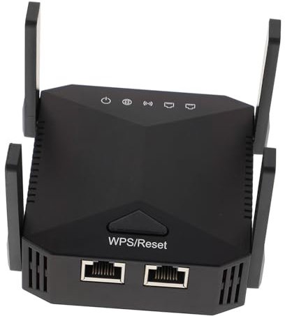 ELAYARD Repetidor WiFi Inalámbrico 300mbps 4 Antenas para Casa y Oficina, Expansor De Señal 2.4ghz Negro EU, Compatible Voltaje Ac220-240v
