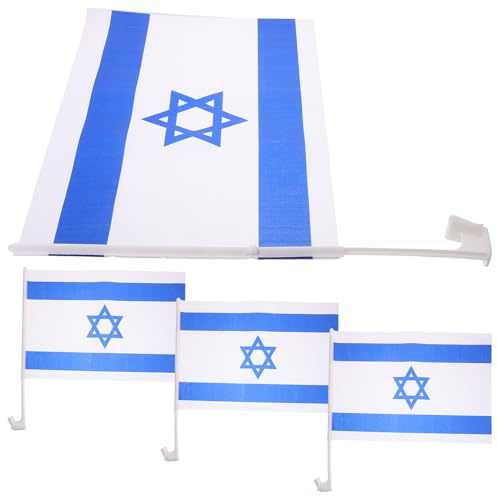 AKOOSY 4 pièces Drapeau Israël Décoratif pour Voiture Couleurs Résistant Décoloration pour Fenêtres Auto et Fêtes Nationales