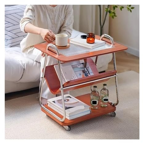 SHENJMAI Carro de Servicio Un Carrito de Dos usos con Ruedas Decorativas latón, un Mueble Bar y una estantería Minimalista como Mesa Auxiliar for la Isla Cocina(Style-2)
