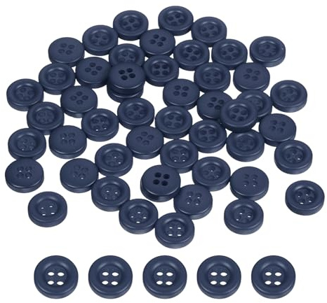 QUARKZMAN 50 Stück 11mm Harz Knöpfe zum Annähen, 4 Löcher (Dunkelblau) | Runde Nähknöpfe für Strickjacke DIY Handwerk Dekoration Mantel Bekleidung Kleidung Hemden Urlaubsdekoration