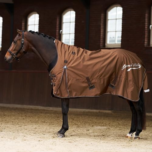 Imperial Riding Outdoordecke IRH Super-Proof 200 g, 1200D Ripstop-Nylon, wasserdicht & atmungsaktiv, Halsteil, Polsterung & Gurtschlitzen, warme Winterdecke Pferde, Bronze, 135