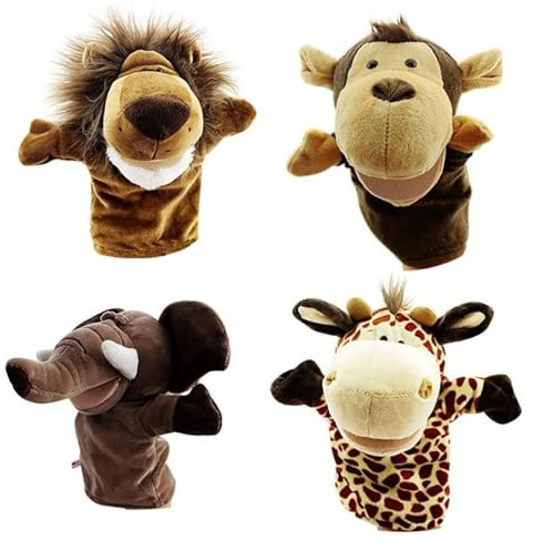 Handset Elefant Giraffe Löwe AFFE Handpuppen Fingerpuppen Spielzeug Puppe Handpuppe Plüsch Rollenspiel Handpuppen Spielzeug aus Plüsch für Kinder