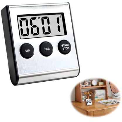 Kurzzeitmesser Küchentimer Digital Timer, 6.5x1.6 x7cm Eieruhr Digital Timer mit Stoppuhr 99min 59sek Küchenwecker Magnetisch für Kochen Studium Sport Meeting(Batterie nicht im Lieferumfang enthalten)