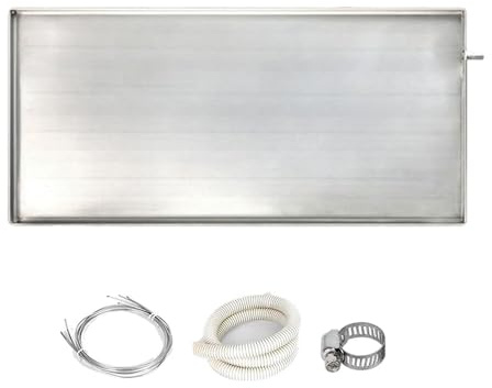 Bandeja de goteo de acero inoxidable con drenaje para aire acondicionado portátil, manguera de 7 pies incluida, perfecta para sistemas de bomba de calor y CA divididos, 110 x 50 x 3 cm