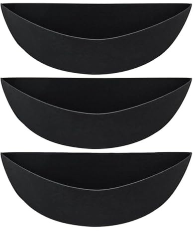 Vilgftyiet 3 forros de fieltro semicirculares para colgar en la pared, 12/14/16 pulgadas, negro, compatible con soportes de plantas de alambre, cestas de flores de valla, macetas de verduras