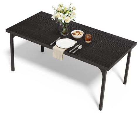 LEADZM Esstisch, Küchentisch, Esszimmertisch 180 x 90 cm für 6-8 Personen, Dining Table für Esszimmer, Büro, Arbeitszimmer (Schwarz, 180 x 90 x 76 cm)