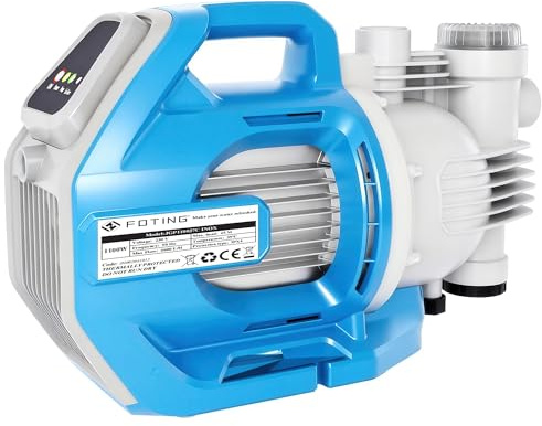 FOTING Gartenpumpe LED: 1100 W, 5.500 l/h, 50 m Förderhöhe, 4,8 bar – mit LED-Display, automatischem Druckschalter – Grob-Vorfilter, Überhitzungsschutz, max. 8 m Saughöhe – für Haus & Garten