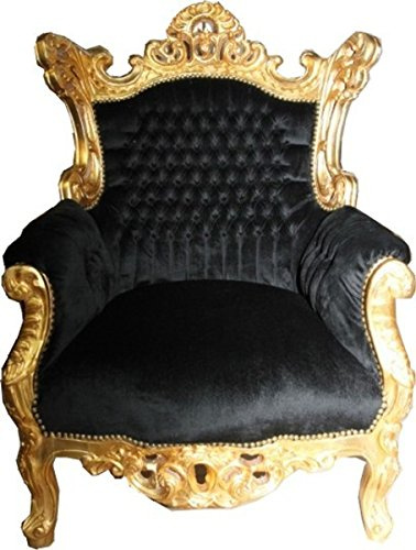 Casa-Padrino Al Capone - Poltrona in Stile Barocco, 90 x 80 x 120 cm, Colore: Nero/Oro
