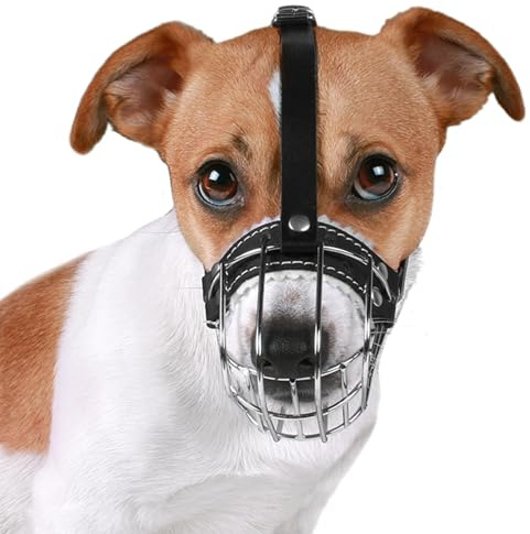 BRONZEDOG Munkorg för hundar, metallkorg för små, medelstora och stora hundar, hunden kan andas och dricka, justerbar, vadderad, träning, förhindrar bitande, storlek 2: jack russell terrier
