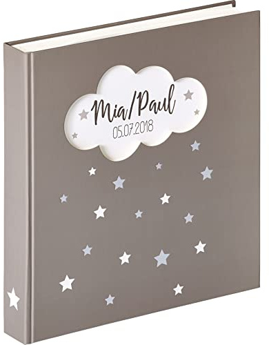 walther design Fotoalbum anthrazit 28 x 30,5 cm Babyalbum mit Cover-Ausstanzung und Folienprägung, Baby Magical UK-205