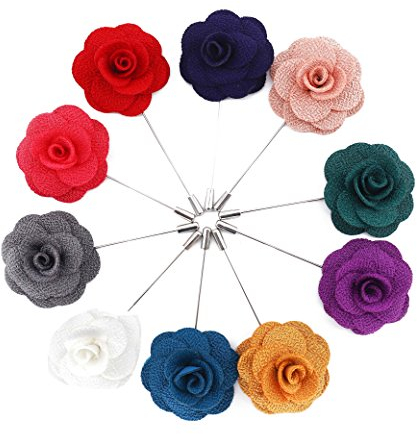 Boutonniere,Ansteckblume Handgemachte Blumen der Männer mit Geschenkbox für Anzug zum Hochzeit Bankett Party 10packungen
