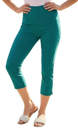 Roman Cropped Trousers for Women UK Ladies Capri Leggings Summer Pants Short Crop Stretch 3/4 Length Three Quarter Pedal Pusher Clothes Elasticated Bengaline Cut Off