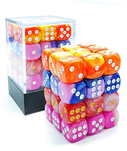 Bescon 12mm 6 Sided Dice 36 in Cube, 12mm Six Sided Die (36) Block of Dice, Gemini Effect in All Assorted Flower Colors