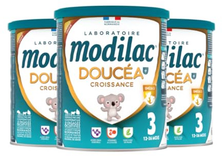 Modilac - Lait Infantile en Poudre Doucéa+ Croissance - Lait 100% Français - Fer, Zinc, Acides Gras Essentiels - Fabriqué en France Sans Huile de Palme - Lait 3e Age, de 12 à 36 Mois