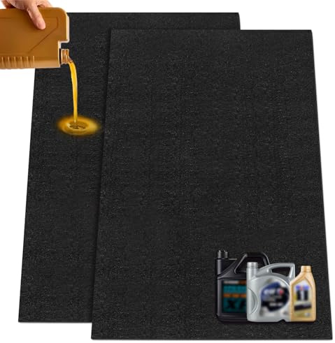 LINLA Alfombrilla absorbente de aceite de 61 x 39 pulgadas (paquete de 2) que contiene alfombrilla líquida para garaje, alfombrilla de motocicleta para garaje, reutilizable, lavable, protege el suelo